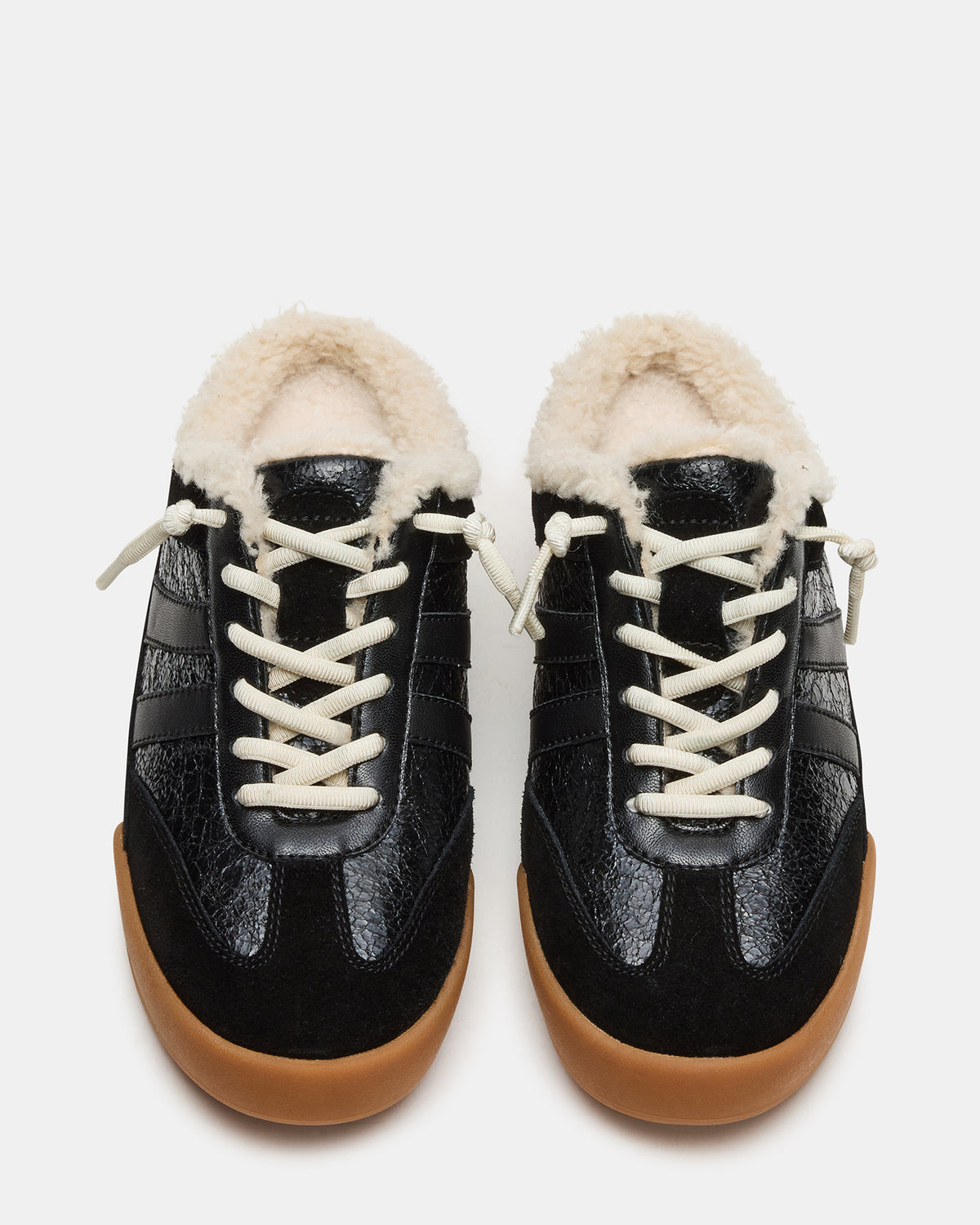 VANDY Faux Fur Black Multi Low-Top Lace-Up Mule Women's Sneaker | Steve Madden Premium