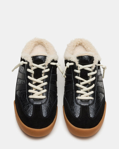 VANDY Faux Fur Black Multi Low-Top Lace-Up Mule Women's Sneaker | Steve Madden Premium