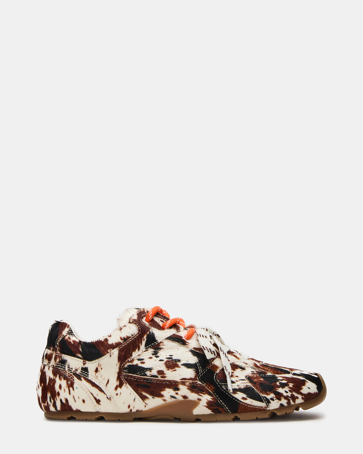 AZIEL Brown Cow Print Low-Top Lace-Up Women's Sneakers | Steve Madden Best Seller
