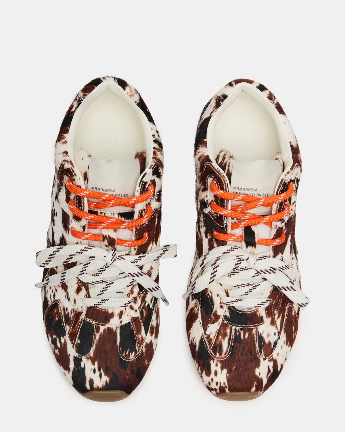 AZIEL Brown Cow Print Low-Top Lace-Up Women's Sneakers | Steve Madden Best Seller