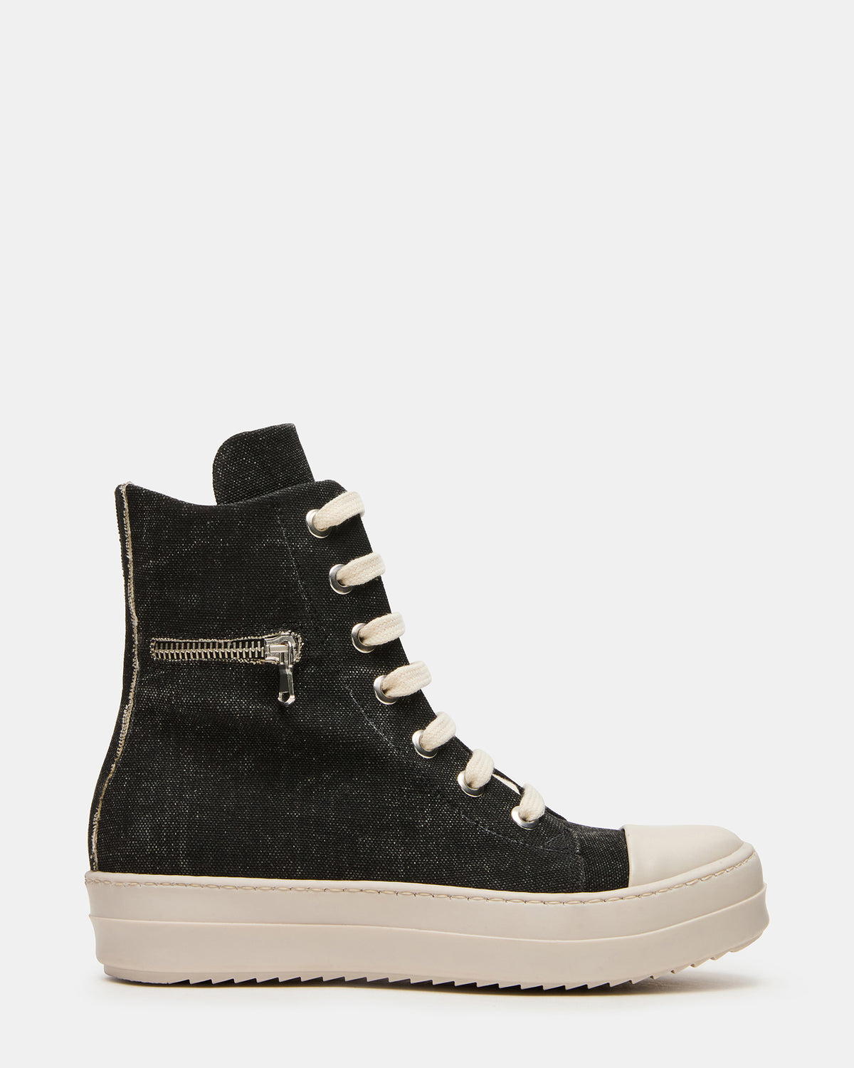 DEVON Black/White High-Top Lace-Up Women's Sneaker | Steve Madden Smart Buy