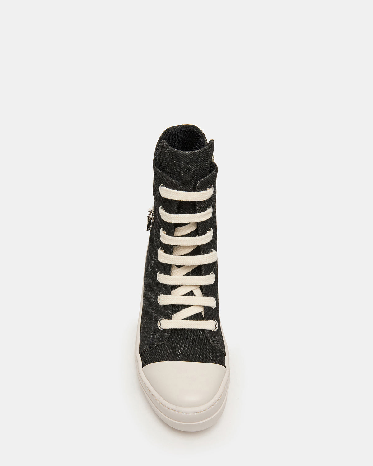 DEVON Black/White High-Top Lace-Up Women's Sneaker | Steve Madden Smart Buy