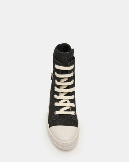 DEVON Black/White High-Top Lace-Up Women's Sneaker | Steve Madden Smart Buy
