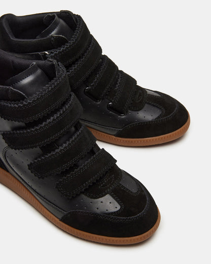 MUSTANG Black Suede Women's High-Top Velcro Sneaker | Steve Madden Discount