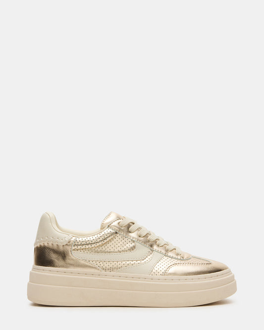 DODGE Perforated Champagne Multi Women's Low-Top Platform Sneaker | Steve Madden Best Seller
