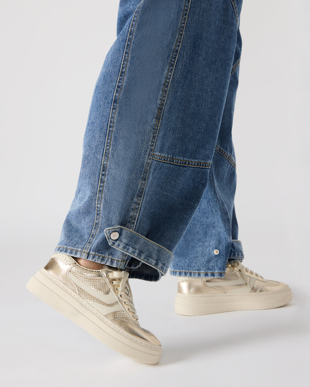 DODGE Perforated Champagne Multi Women's Low-Top Platform Sneaker | Steve Madden Best Seller