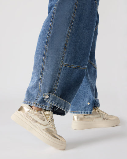 DODGE Perforated Champagne Multi Women's Low-Top Platform Sneaker | Steve Madden Best Seller