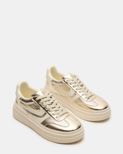 DODGE Perforated Champagne Multi Women's Low-Top Platform Sneaker | Steve Madden Best Seller