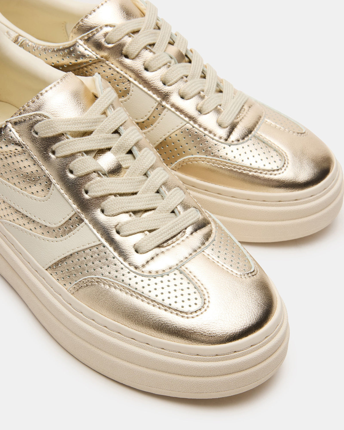 DODGE Perforated Champagne Multi Women's Low-Top Platform Sneaker | Steve Madden Best Seller