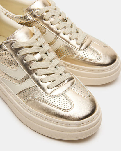 DODGE Perforated Champagne Multi Women's Low-Top Platform Sneaker | Steve Madden Best Seller