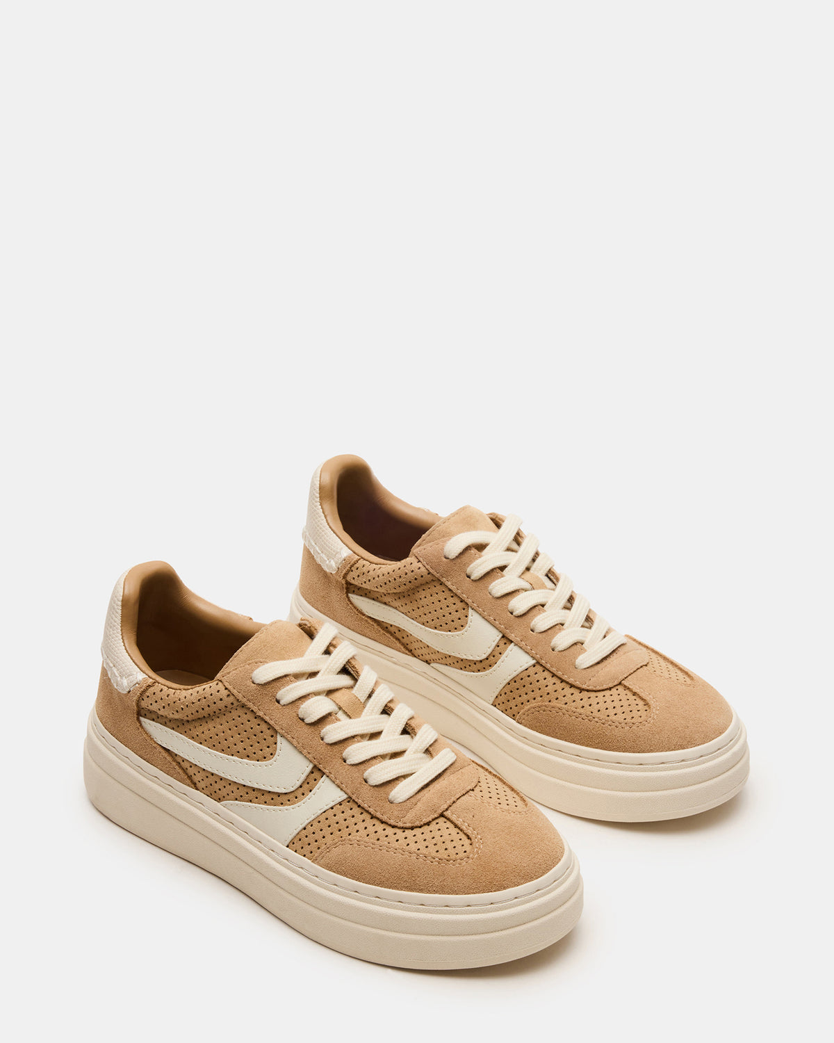 DODGE Perforated Camel Multi Women's Low-Top Platform Sneaker | Steve Madden Essential