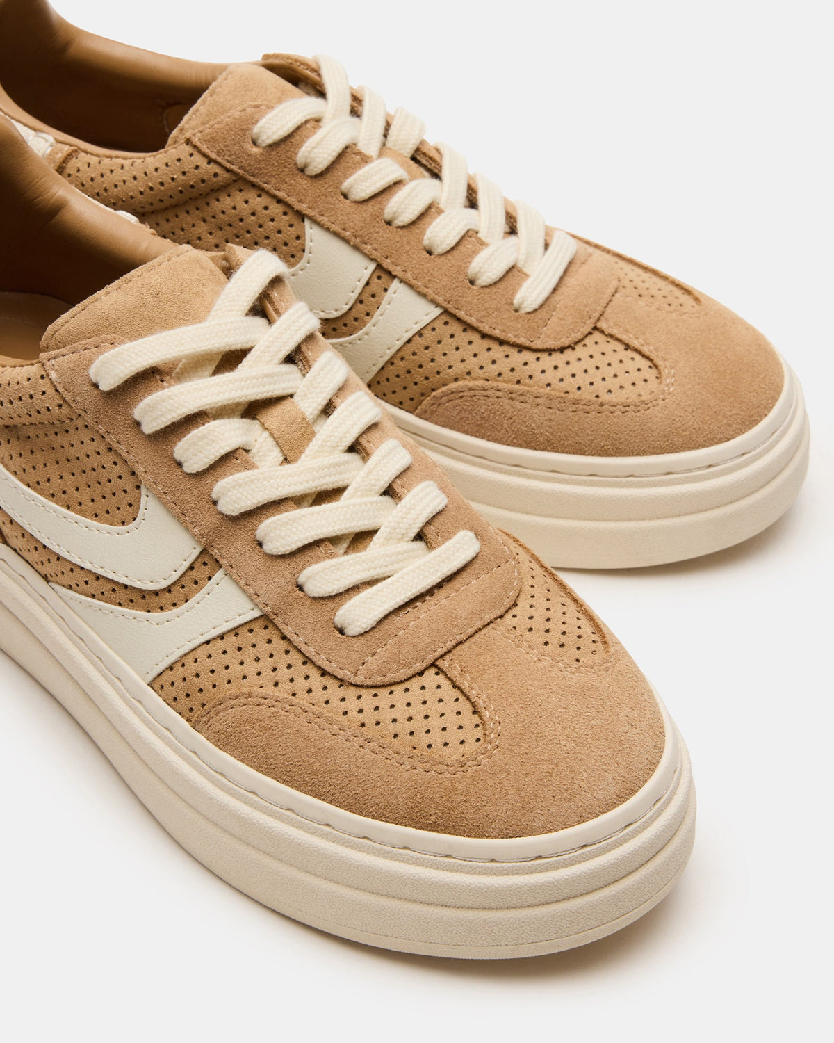 DODGE Perforated Camel Multi Women's Low-Top Platform Sneaker | Steve Madden Essential