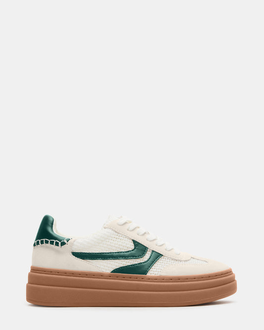 DODGE White/Green Low-Top Platform Women's Sneaker | Steve Madden Classic