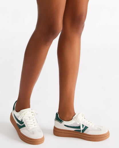 DODGE White/Green Low-Top Platform Women's Sneaker | Steve Madden Classic