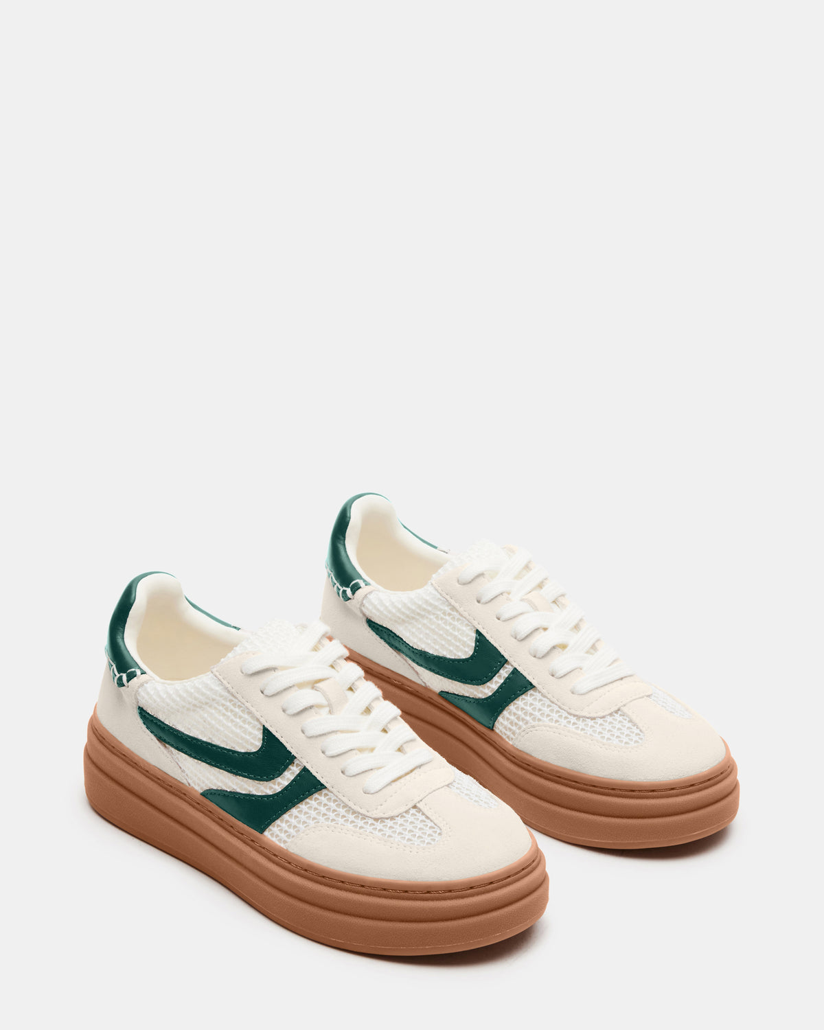 DODGE White/Green Low-Top Platform Women's Sneaker | Steve Madden Classic