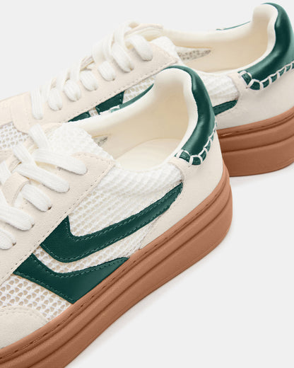 DODGE White/Green Low-Top Platform Women's Sneaker | Steve Madden Classic