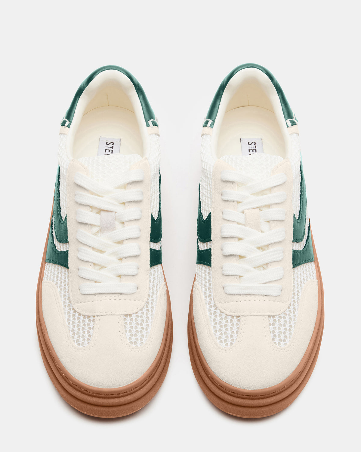 DODGE White/Green Low-Top Platform Women's Sneaker | Steve Madden Classic