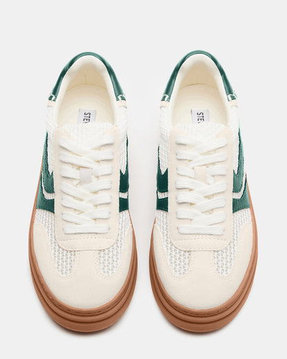 DODGE White/Green Low-Top Platform Women's Sneaker | Steve Madden Classic