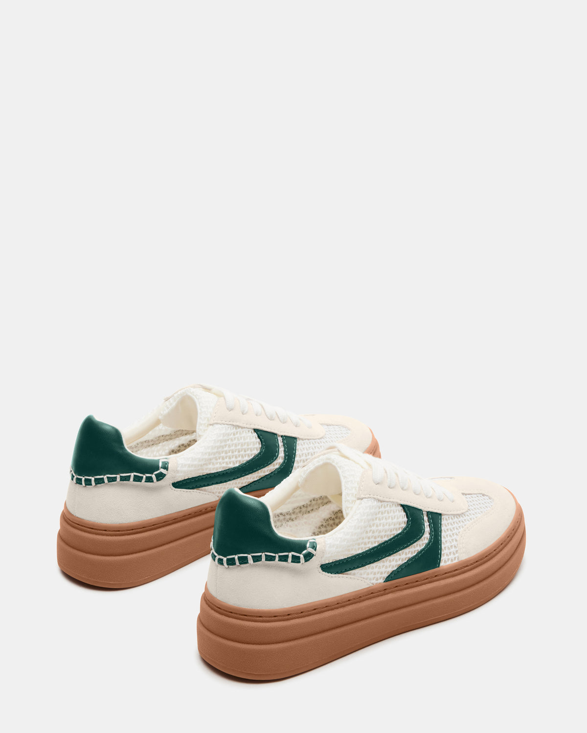 DODGE White/Green Low-Top Platform Women's Sneaker | Steve Madden Classic