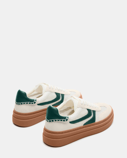 DODGE White/Green Low-Top Platform Women's Sneaker | Steve Madden Classic