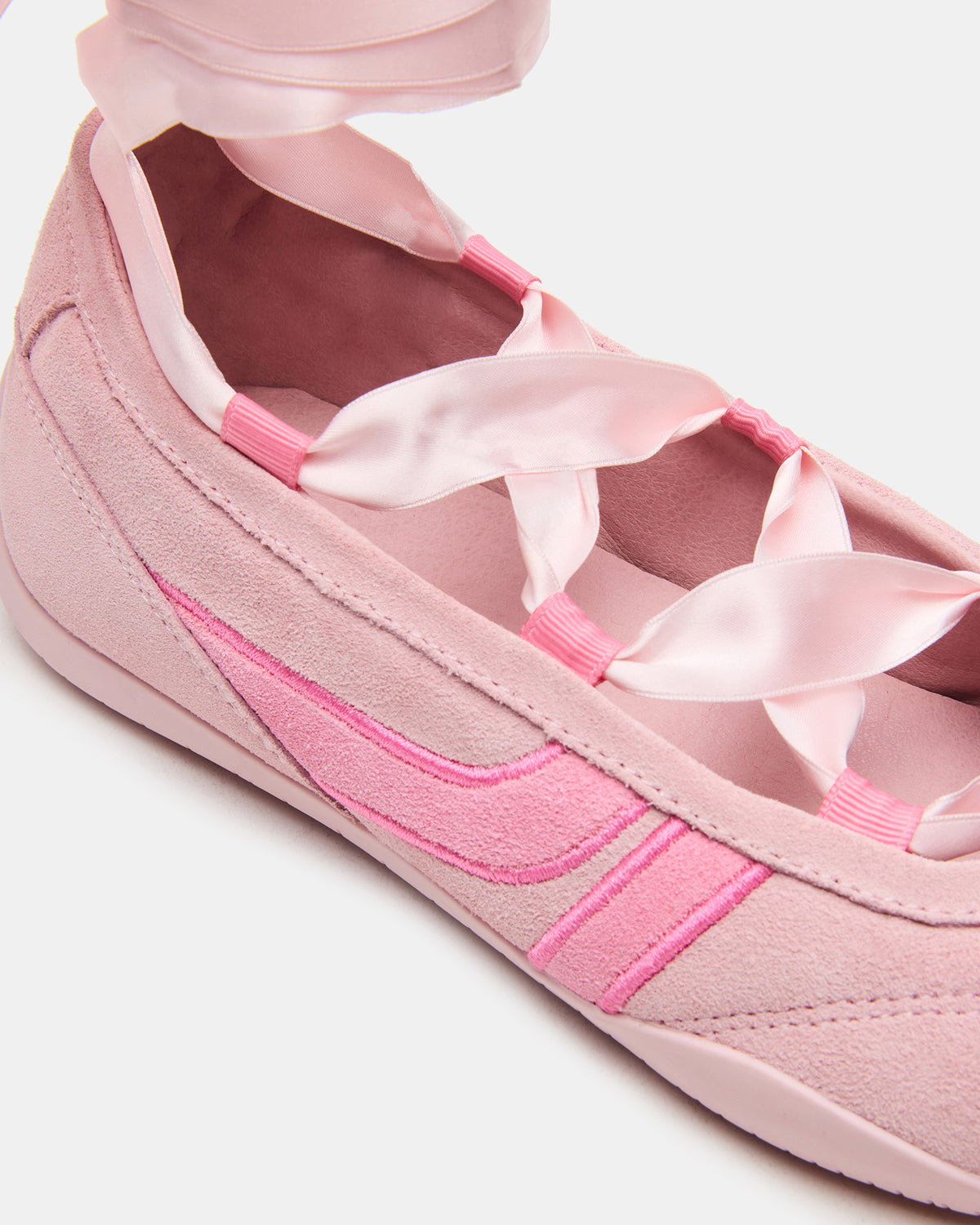 PROMISE Pink Suede Low-Top Lace-Up Ribbon Women's Sneaker | Steve Madden Trending