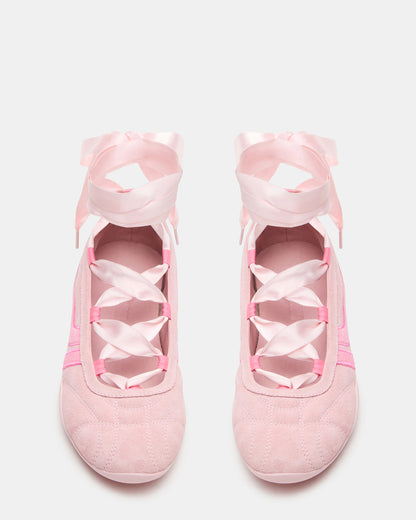 PROMISE Pink Suede Low-Top Lace-Up Ribbon Women's Sneaker | Steve Madden Trending