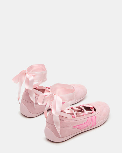 PROMISE Pink Suede Low-Top Lace-Up Ribbon Women's Sneaker | Steve Madden Trending