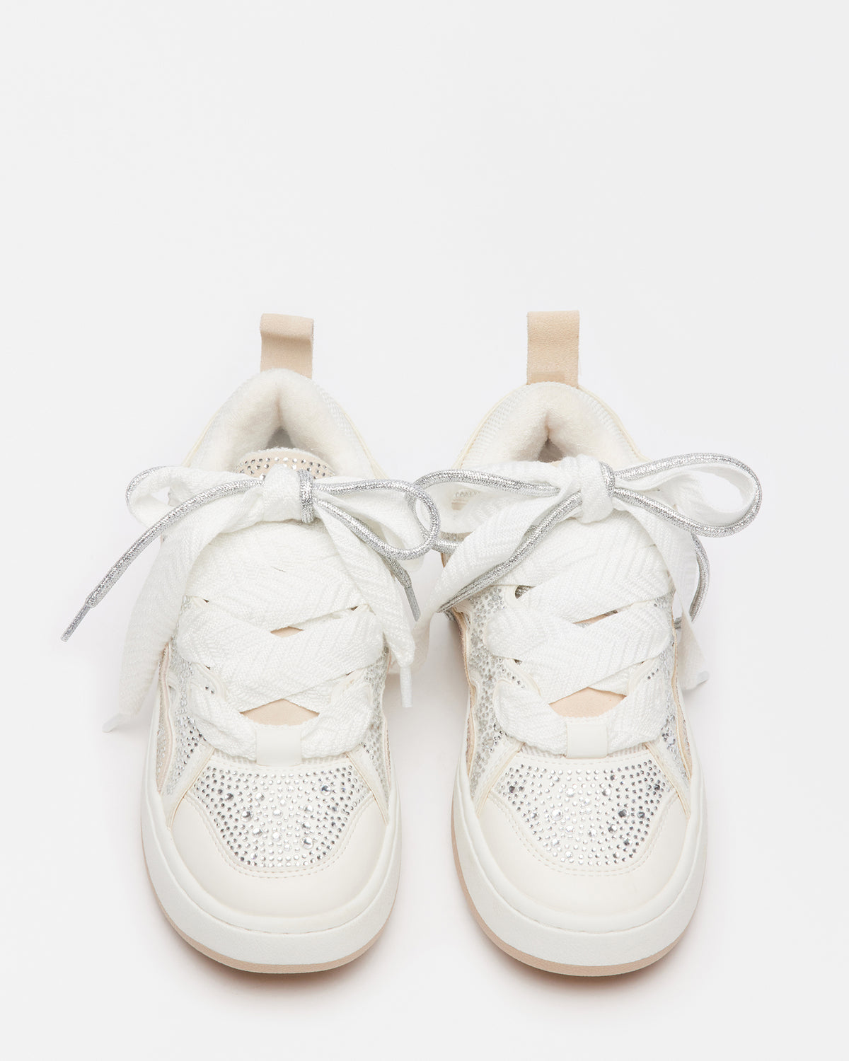ROARING White Rhinestones Low-Top Lace-Up Sneaker | Women's Sneakers | Steve Madden Everyday