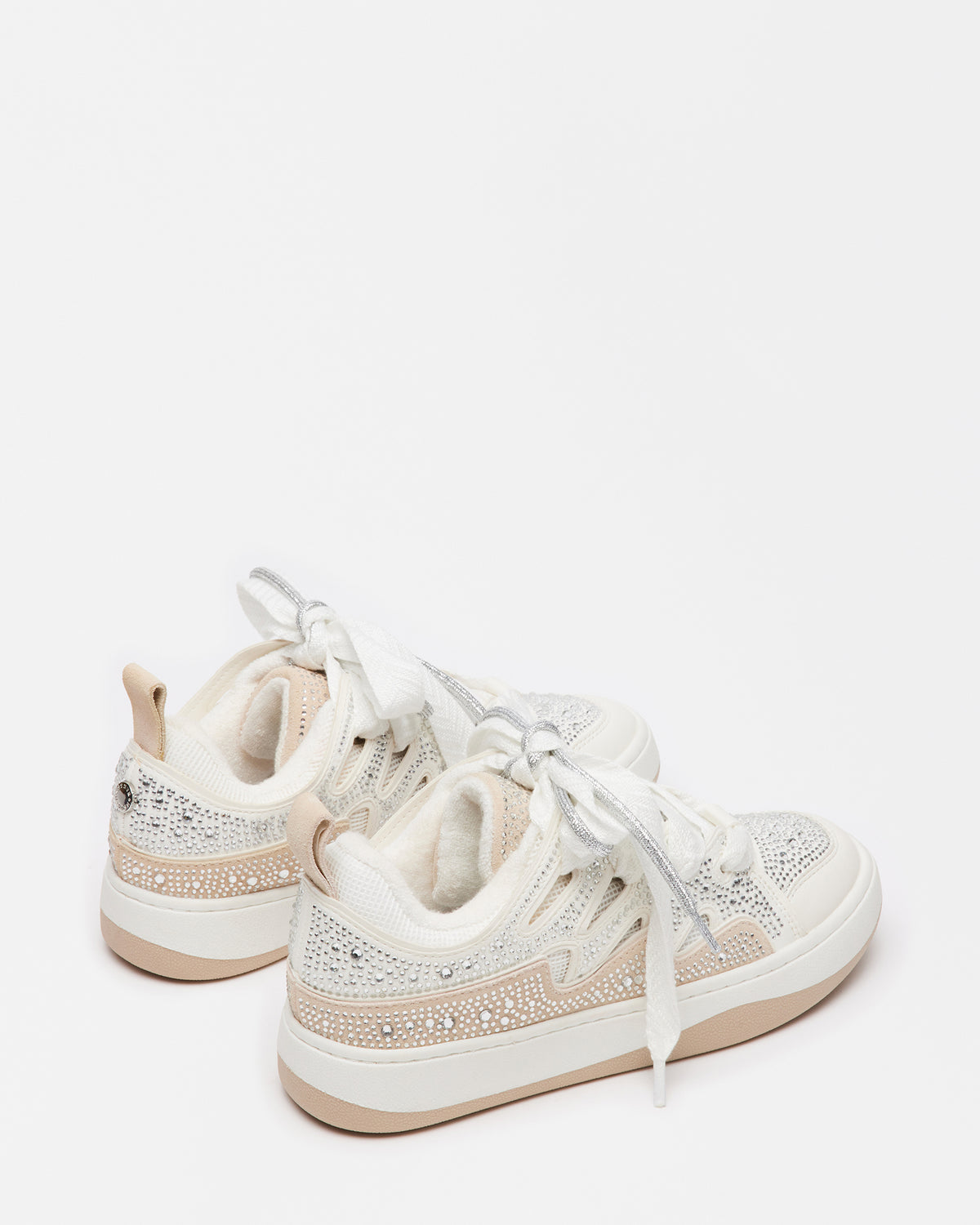 ROARING White Rhinestones Low-Top Lace-Up Sneaker | Women's Sneakers | Steve Madden Everyday