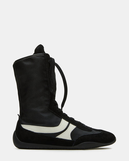 PAXTIN Black Multi Women's High-Top Lace-Up Sneaker | Steve Madden Best Price