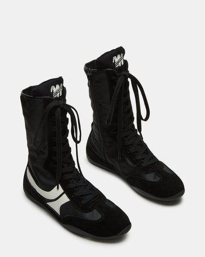 PAXTIN Black Multi Women's High-Top Lace-Up Sneaker | Steve Madden Best Price