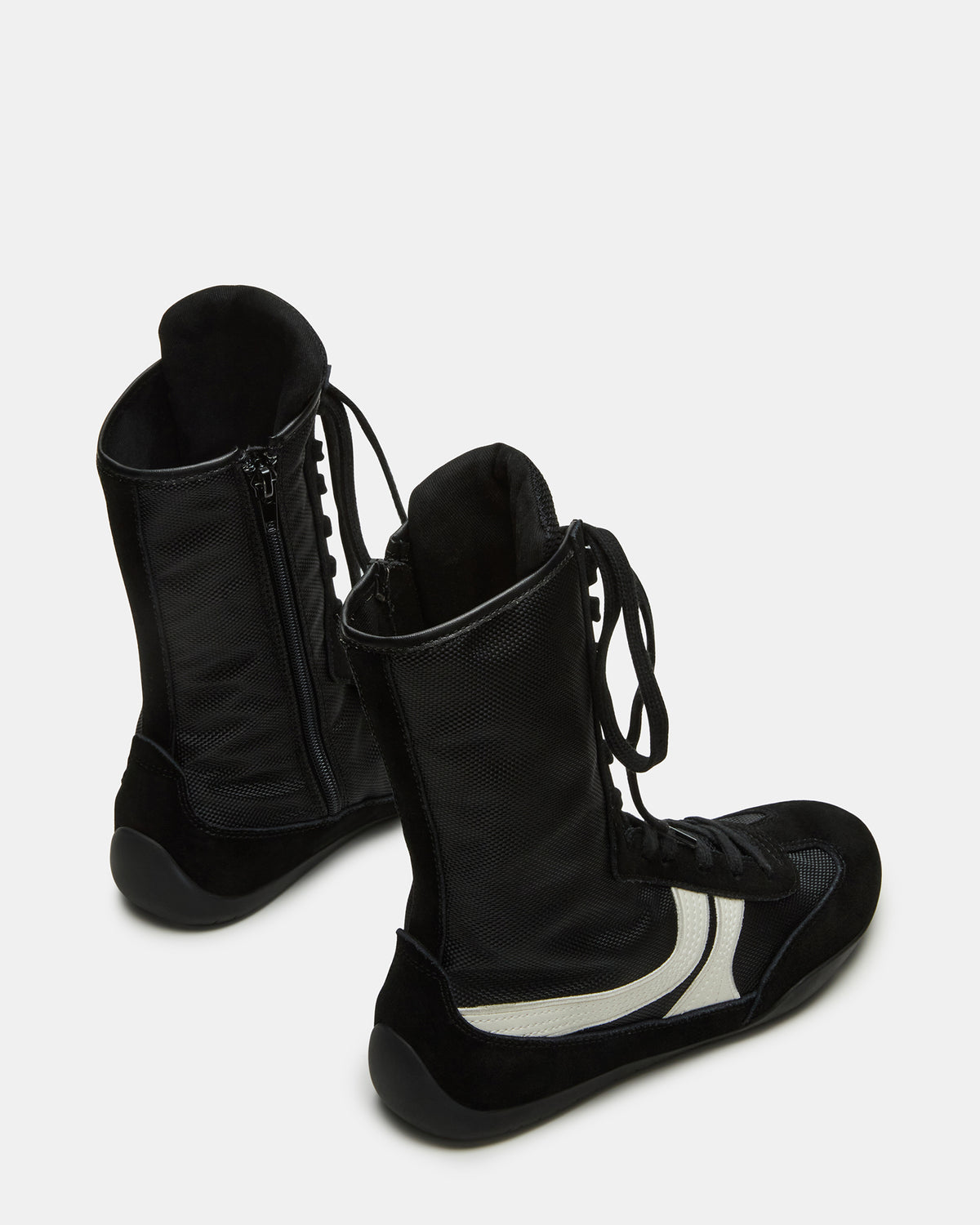 PAXTIN Black Multi Women's High-Top Lace-Up Sneaker | Steve Madden Best Price