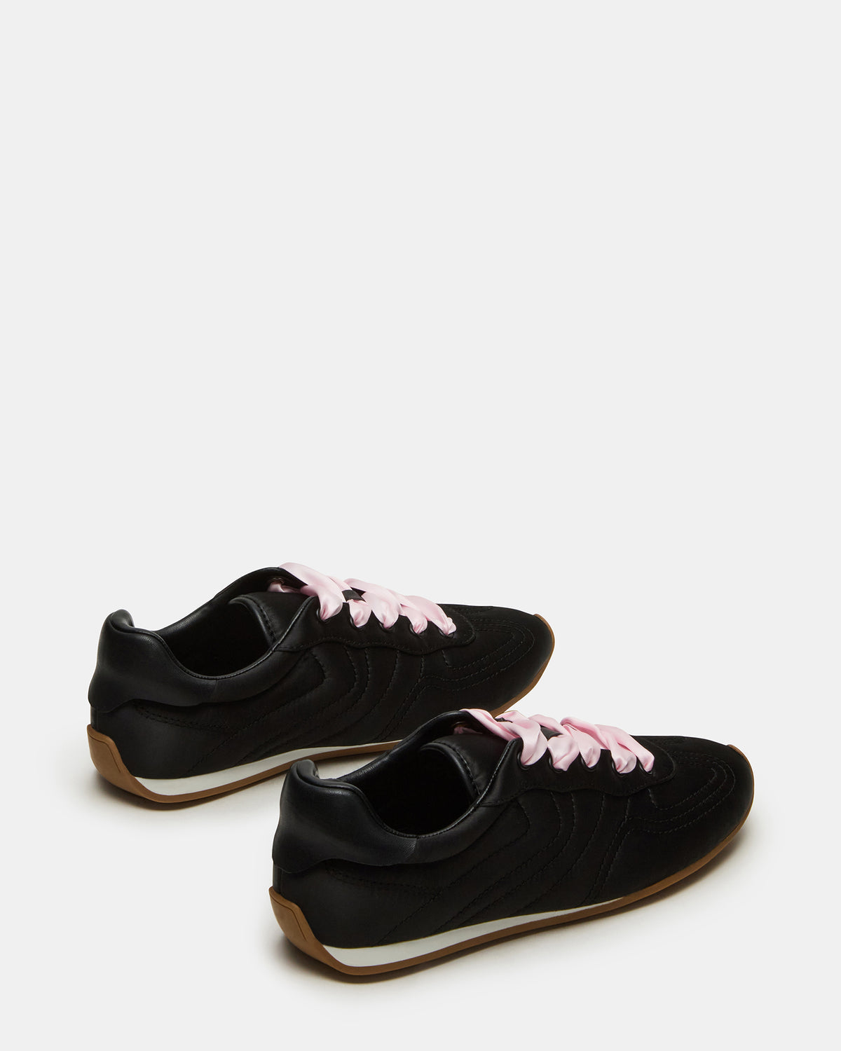 ABBI Black Satin Low-Top Lace-Up Women's Sneaker | Steve Madden Trusted