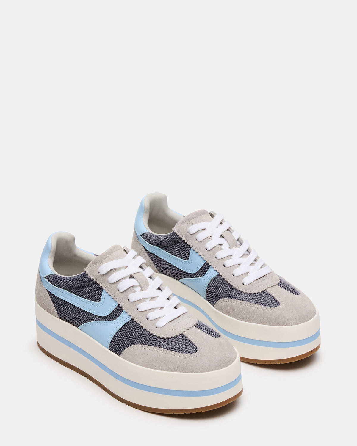 JUDGE Grey Multi Platform Low-Top Lace-Up Women's Sneaker | Steve Madden New