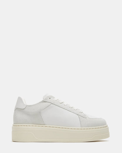 DOMINO White Leather Tonal Platform Sneaker | Women's Sneakers | Steve Madden Sale