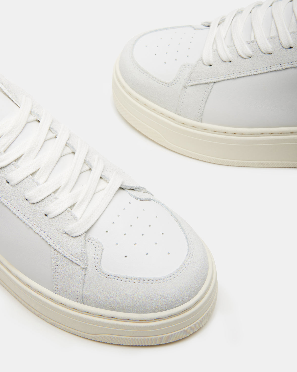 DOMINO White Leather Tonal Platform Sneaker | Women's Sneakers | Steve Madden Sale