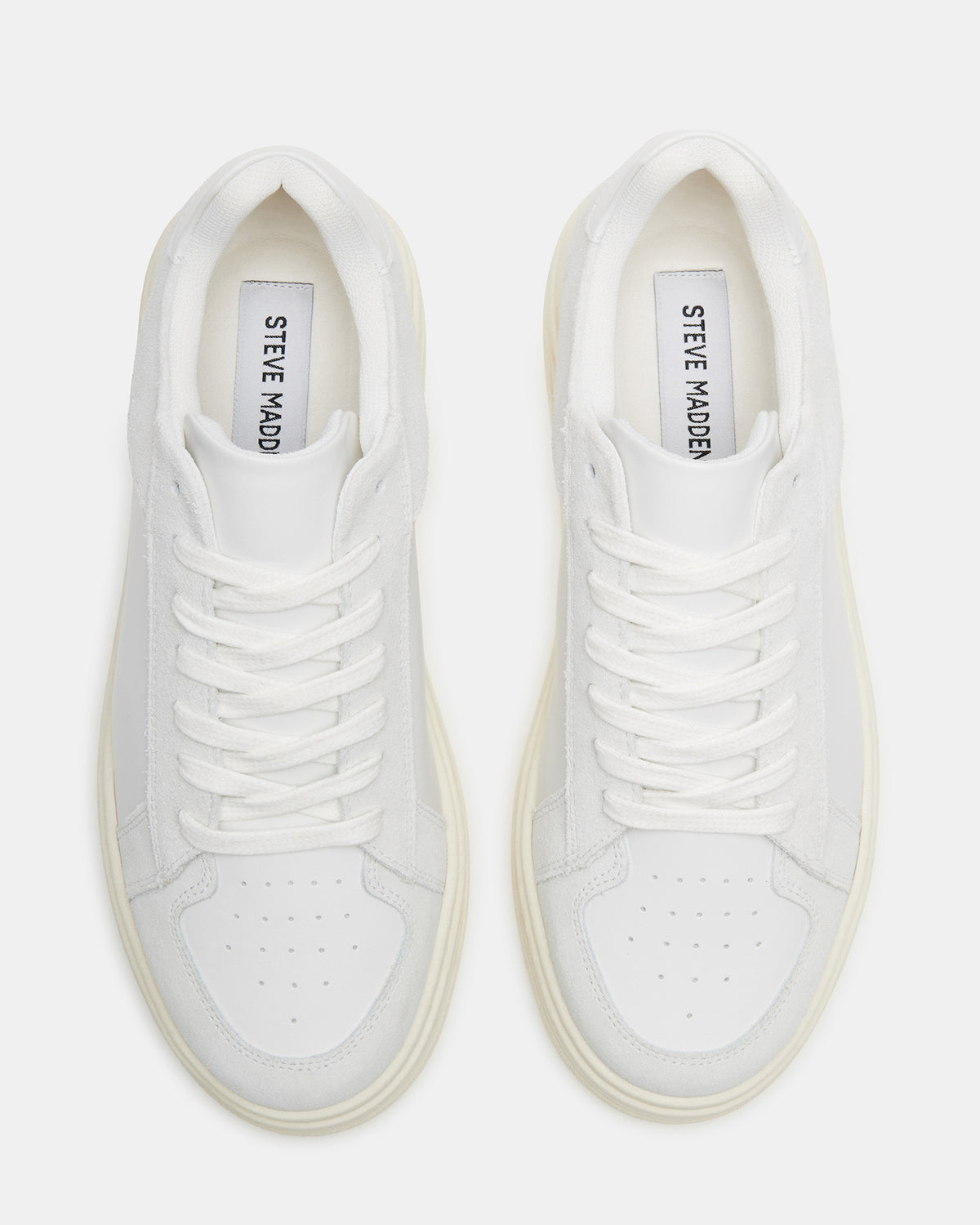 DOMINO White Leather Tonal Platform Sneaker | Women's Sneakers | Steve Madden Sale