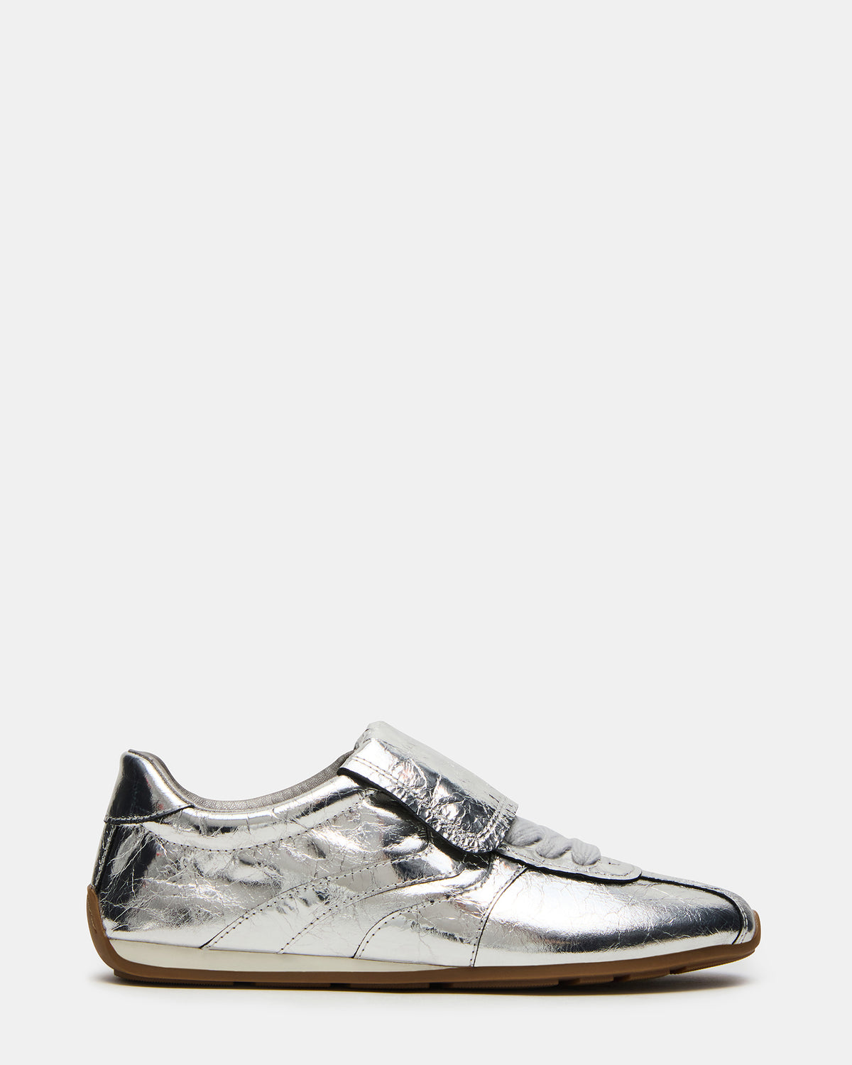 MOBILITY SIlver Leather Women's Low-Top Lace-Up Sneaker | Steve Madden Premium