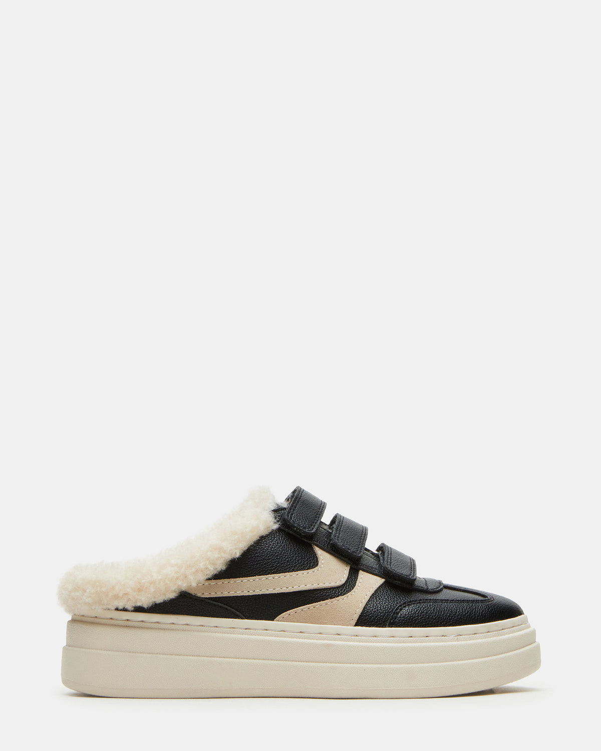 DASHER Black Low-Top Faux Fur Slip-On Sneaker | Women's Sneakers | Steve Madden Special Offer