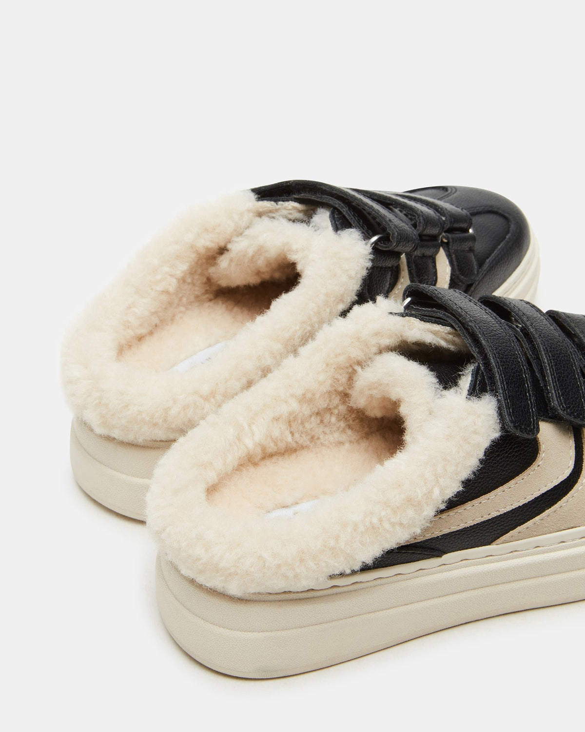 DASHER Black Low-Top Faux Fur Slip-On Sneaker | Women's Sneakers | Steve Madden Special Offer