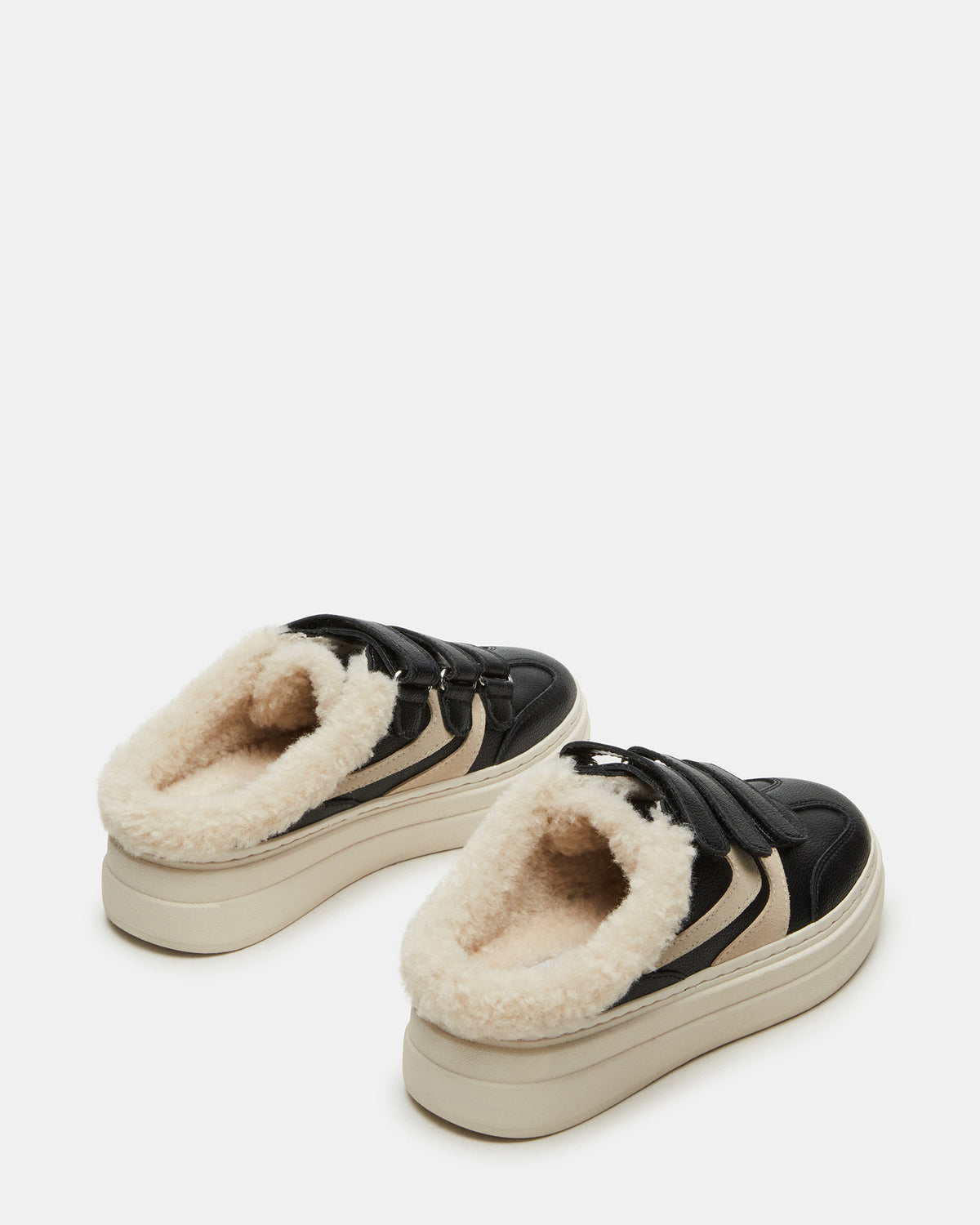 DASHER Black Low-Top Faux Fur Slip-On Sneaker | Women's Sneakers | Steve Madden Special Offer