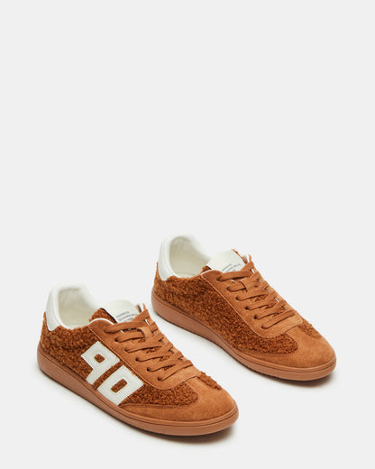 NINETIES Tobacco Low-Top Faux Shearling Sneaker | Women's Sneakers | Steve Madden Great Value