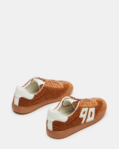 NINETIES Tobacco Low-Top Faux Shearling Sneaker | Women's Sneakers | Steve Madden Great Value