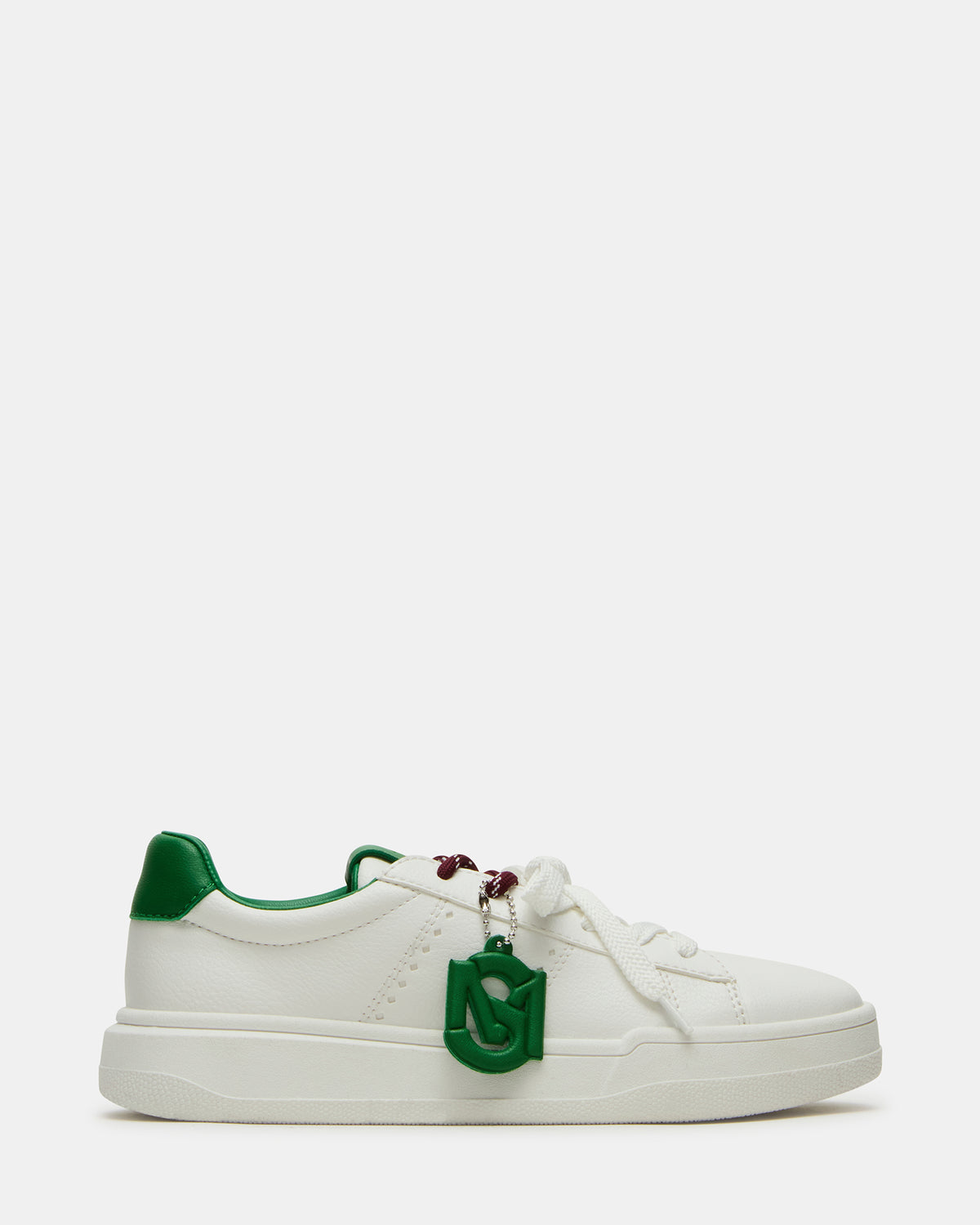 MARVIN White/Green Low-Top Lace-Up Women's Sneaker | Steve Madden Top Pick