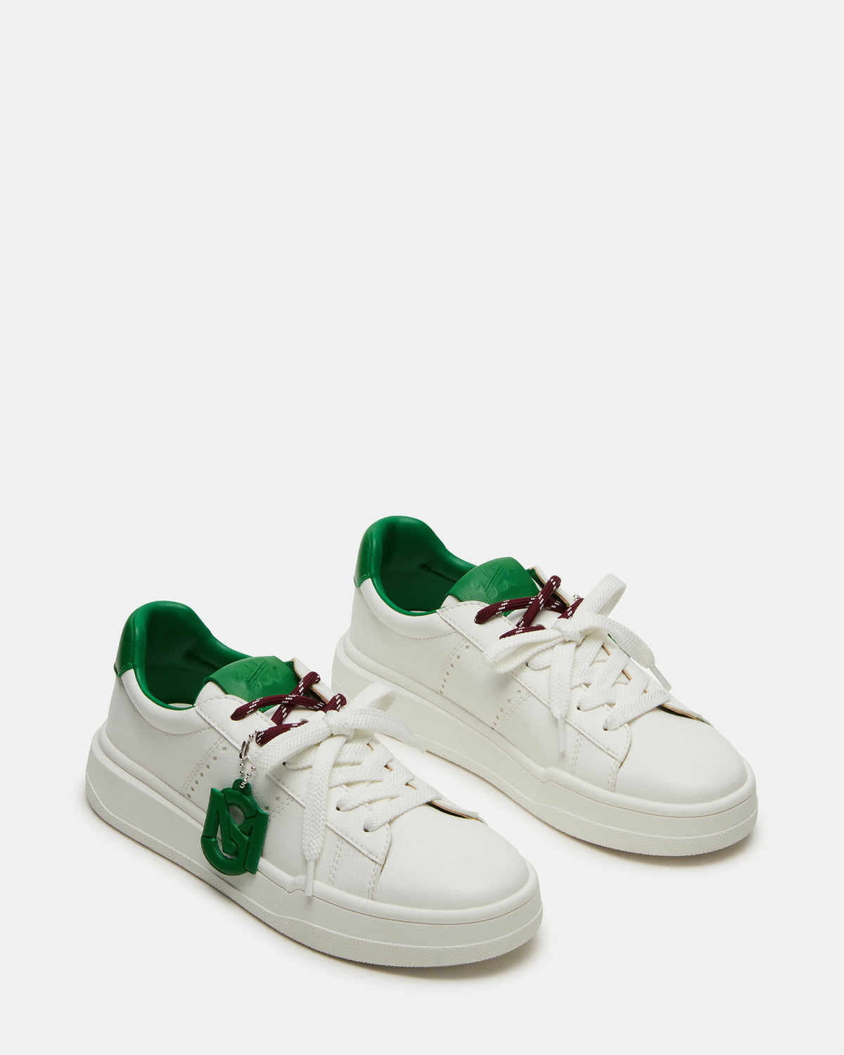 MARVIN White/Green Low-Top Lace-Up Women's Sneaker | Steve Madden Top Pick