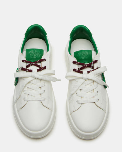 MARVIN White/Green Low-Top Lace-Up Women's Sneaker | Steve Madden Top Pick