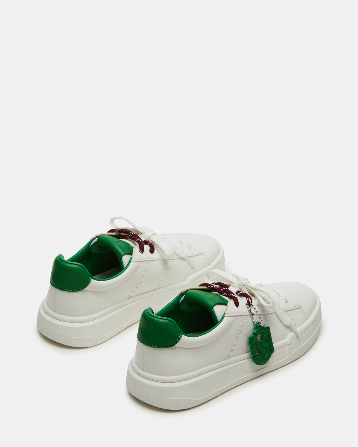 MARVIN White/Green Low-Top Lace-Up Women's Sneaker | Steve Madden Top Pick