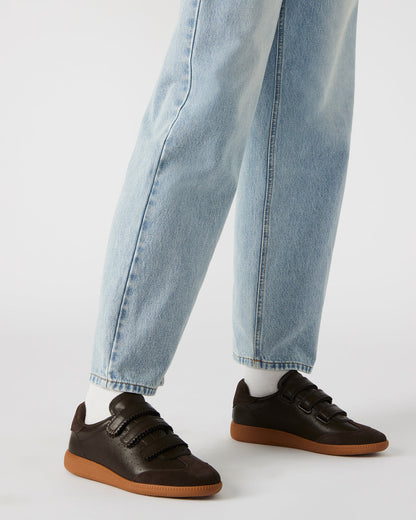 MOMENTUM Brown Suede Velcro Low-Top Women's Sneakers | Steve Madden Essential