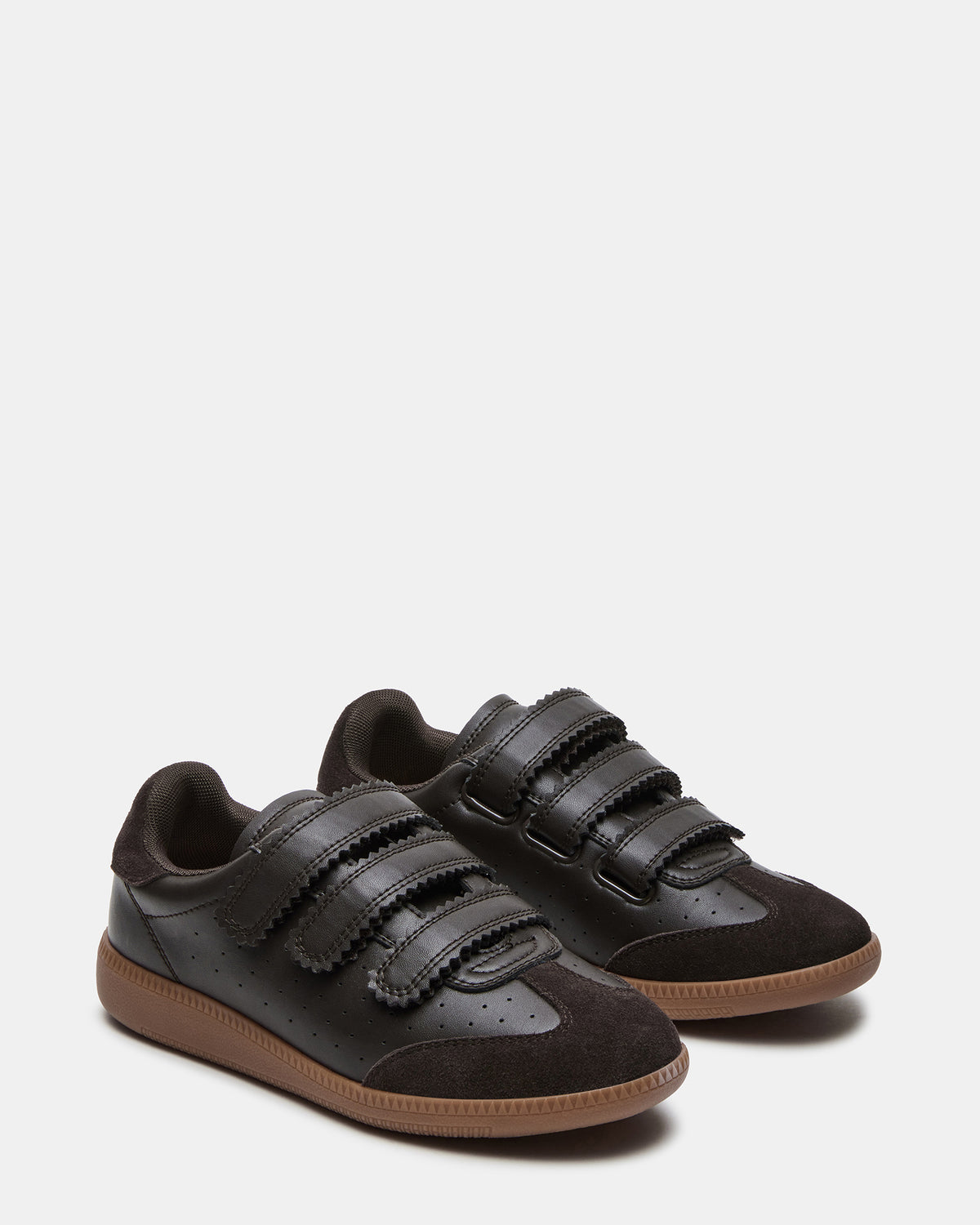 MOMENTUM Brown Suede Velcro Low-Top Women's Sneakers | Steve Madden Essential