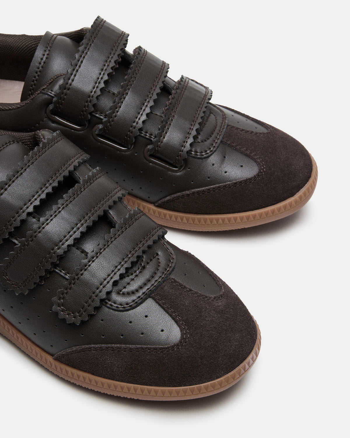 MOMENTUM Brown Suede Velcro Low-Top Women's Sneakers | Steve Madden Essential